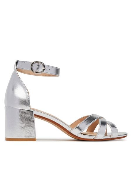 JENNY Sandały S4SH1725 Srebrny. Szare sandały damskie Jenny, bez wzorów, z materiału, bez obcasa, na słupku, bez zapięcia. Za 119.99 zł.