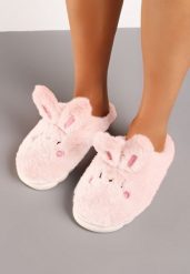 Różowe Kapcie Króliczki Vices na Grubej Tłoczonej Podeszwie z Futerkiem Ecassavia. Czerwone kapcie damskie Born2be, z futra. Za 29.99 zł.