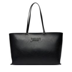 Torebka Tommy Jeans. Czarne shopper bag Tommy Jeans, bez wzorów, z jeansu, bez dodatków. Za 409.99 zł.