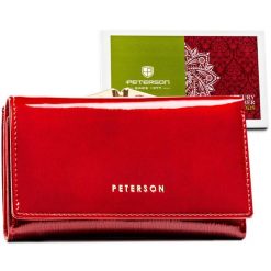 Portfel damski Peterson PTN 55020-SH czerwony. Czerwone portfele damskie Peterson, bez wzorów, z lakierowanej skóry. Za 95.99 zł.