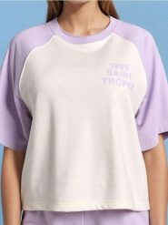 Bluza z krótkim rękawem - fioletowy. Fioletowe bluzy damskie Sinsay, l, bez wzorów, bez kaptura. W wyprzedaży za 27.99 zł.