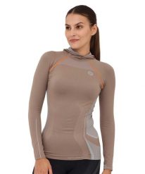 Bluza damska z kapturem Brubeck FITNESS. Brązowe bluzy damskie Brubeck, m, bez wzorów, z materiału, z kapturem. Za 79.99 zł.