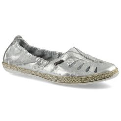 Srebrne Espadryle Lemar Damskie Skórzane Obuwie. Szare espadryle damskie Lemar, w ażurowe wzory, ze skóry, bez obcasa. Za 159.00 zł.