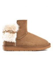 ISLAND BOOT Botki zimowe "Crystal" w kolorze jasnobrązowym rozmiar: 39. Brązowe botki damskie Island Boot, na zimę, z materiału, bez obcasa, bez zapięcia. Za 165.99 zł.