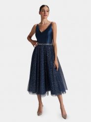 Swing Sukienka koktajlowa 5AG11500 Granatowy Regular Fit. Niebieskie sukienki damskie Swing, bez wzorów, z syntetyku, wizytowe, bez ramiączek. Za 579.99 zł.