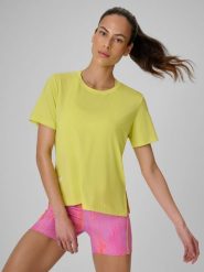 4F Koszulka treningowa loose szybkoschnąca damska - zielona XXL. Zielone bluzki damskie 4F, xxl, bez wzorów, z materiału, klasyczne, bez kołnierzyka, bez ramiączek. Za 79.99 zł.