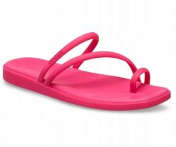Klapki Dla Dorosłych Crocs Miami Toe Loop. Czerwone klapki damskie Crocs, bez wzorów, z materiału, bez obcasa, bez zapięcia. Za 159.99 zł.