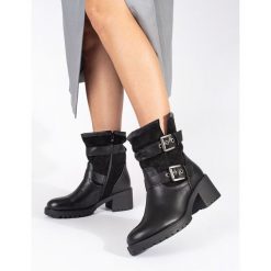 Czarne botki damskie na obcasie z klamrami. Czarne botki damskie bez obcasa, na obcasie, bez zapięcia. Za 245.97 zł.