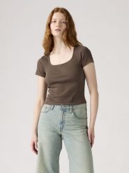 Levi's Koszulka w kolorze brązowym rozmiar: M. Brązowe bluzki damskie Levi's, m, bez wzorów, z bawełny, bez kołnierzyka, bez ramiączek. Za 70.90 zł.