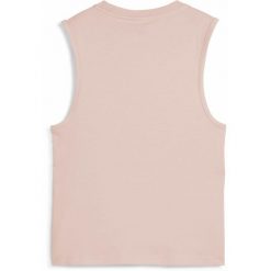 Damska wąska koszulka bez rękawów z logo No. 1 ESS PUMA Rose Quartz Pink. Czerwone koszulki damskie Puma, l, bez wzorów, z gumy, bez kołnierzyka, bez ramiączek. Za 89.00 zł.
