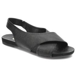 Czarne Sandały Armodo Płaskie Obuwie Damskie. Czarne sandały damskie Armodo, bez wzorów, ze skóry, bez obcasa, na obcasie, bez zapięcia. Za 289.00 zł.