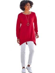 Heine Sweter w kolorze czerwonym rozmiar: 40. Czerwone swetry klasyczne damskie Heine, z bawełny, z asymetrycznym kołnierzem. Za 72.45 zł.