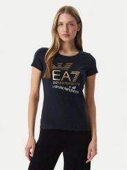 EA7 Emporio Armani T-Shirt 7W000977 AF10373 UB102 Granatowy Regular Fit. Niebieskie t-shirty damskie EA7 Emporio Armani, l, bez wzorów, z bawełny, bez kołnierzyka. Za 349.99 zł.