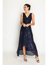 ASSUILI Sukienka w kolorze granatowym rozmiar: 42. Niebieskie sukienki damskie Assuili, bez wzorów, klasyczne, bez ramiączek. Za 198.10 zł.