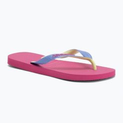 Japonki Havaianas Top Mix. Czerwone klapki damskie Havaianas, bez wzorów, bez obcasa, bez zapięcia. Za 83.99 zł.