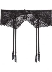 Pas do pończoch. Czarne pończochy i pasy bonprix, bez wzorów, z koronki. Za 69.99 zł.