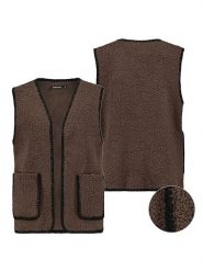 Sublevel Kamizelka pluszowa w kolorze ciemnobrązowym rozmiar: L/XL. Brązowe kamizelki damskie Sublevel, l, bez wzorów, bez kaptura. Za 159.45 zł.