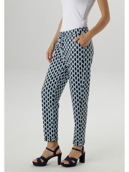 Aniston Spodnie w kolorze czarno-turkusowym rozmiar: 46. Czarne spodnie materiałowe damskie Aniston, bez wzorów, z materiału. Za 61.17 zł.