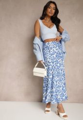 Niebiesko-Beżowa Panterkowa Spódnica z Wiskozy High Waist Fevirellea. Niebieskie spódnice damskie Renee, na co dzień, m, bez wzorów, z wiskozy, eleganckie, maxi. Za 44.99 zł.