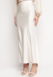 Jasnobeżowa Satynowa Spódnica Maxi Shapas. Brązowe spódnice damskie Born2be, l, bez wzorów, z satyny, maxi. Za 109.99 zł.