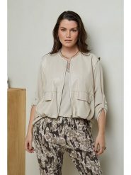 Curvy Lady Kurtka przejściowa w kolorze beżowym rozmiar: 48/50. Brązowe kurtki damskie Curvy Lady, bez wzorów, prążkowane, bez kaptura. Za 106.13 zł.