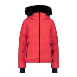 Kurtka damska narciarska CMP 34W4416F. Czerwone kurtki sportowe damskie CMP, na zimę, xs, bez wzorów, bez kaptura. W wyprzedaży za 490.50 zł.