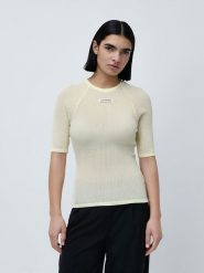 LeGer Koszulka "Abby" w kolorze jasnożółtym rozmiar: 34. Żółte bluzki damskie LeGer, bez wzorów, bez kołnierzyka, bez ramiączek. Za 130.99 zł.