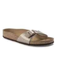 Birkenstock Klapki "Madrid" w kolorze szarobrązowym rozmiar: 38. Brązowe klapki damskie Birkenstock, bez wzorów, z otwartym noskiem, bez obcasa, bez zapięcia. Za 286.16 zł.