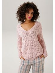 Aniston Sweter w kolorze jasnoróżowym rozmiar: 38. Różowe swetry klasyczne damskie Aniston, z bawełny, bez kołnierzyka. Za 69.91 zł.