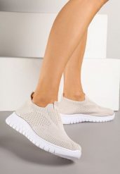 Beżowe Elastyczne Buty Sportowe Ozdobione Tłoczeniem Cleandra. Brązowe obuwie sportowe casual damskie Renee, z jeansu. Za 44.99 zł.