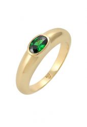 Elli Damski pierścionek z pasjansem, zielony, owalny z cyrkoniami w pozłacanym srebrze próby 925 Sterling Silver Pierścionki 1 ct. Szare pierścionki damskie Elli, z cyrkonią, pozłacane. Za 278.99 zł.