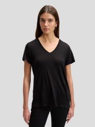 DAMSKA KOSZULKA LEE V NECK TEE BLACK 112378740. Czarne bluzki damskie Lee, m, bez wzorów, bez kołnierzyka, bez ramiączek. Za 69.99 zł.