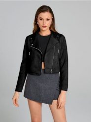 Kurtka ramoneska - czarny. Czarne kurtki damskie Sinsay, l, bez wzorów, bez kaptura. W wyprzedaży za 39.99 zł.