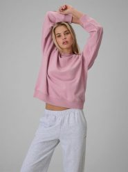 4F Bluza dresowa loose bez kaptura damska - różowa M. Czerwone bluzy damskie 4F, l, bez wzorów, z bawełny, bez kaptura. Za 129.99 zł.