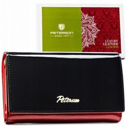 Portfel damski Peterson PTN 1N-466 czarny. Czarne portfele damskie Peterson, bez wzorów, ze skóry. Za 129.99 zł.