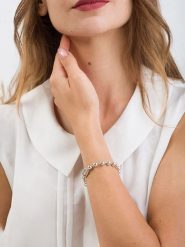 Pandora Srebrna bransoletka z elementami ozdobnymi rozmiar: onesize. Szare bransoletki damskie Pandora, srebrne. Za 292.61 zł.