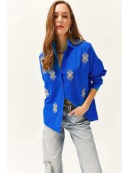 Olalook Koszula w kolorze niebieskim rozmiar: S. Niebieskie koszule damskie Olalook, s, bez wzorów, bez kołnierzyka, bez ramiączek. Za 56.79 zł.