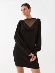 TWINSET Sukienka dzianinowa 232TP3423 Czarny Regular Fit. Czarne sukienki damskie Twinset, bez wzorów, z dzianiny, bez ramiączek. Za 1,029.00 zł.