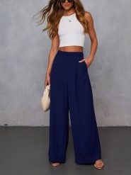 LA Angels Spodnie w kolorze granatowym rozmiar: XL. Niebieskie spodnie materiałowe damskie LA Angels, bez wzorów, z materiału. Za 217.53 zł.