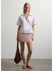 STEFANEL Bluzka w kolorze białym rozmiar: M. Białe bluzki damskie Stefanel, m, bez wzorów, z bawełny, bez kołnierzyka, bez ramiączek. Za 130.99 zł.