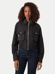 Guess Kurtka przejściowa W6YL20 W2910 Czarny Regular Fit. Czarne kurtki damskie Guess, m, z aplikacjami, z bawełny, bez kaptura. Za 614.99 zł.