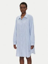 Iconique Sukienka koszulowa IC25-066 Błękitny Relaxed Fit. Niebieskie sukienki damskie Iconique, bez wzorów, z bawełny, bez ramiączek. Za 269.99 zł.