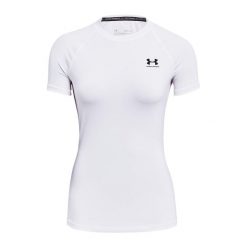 Koszulka treningowa damska Under Armour HeatGear Compression. Białe koszulki damskie Under Armour, l, bez wzorów, bez kołnierzyka, bez ramiączek. Za 109.99 zł.