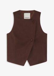 Kamizelka z lejącej mieszanki wiskozy. Brązowe kamizelki damskie bonprix, bez wzorów, z wiskozy, bez kaptura. Za 142.99 zł.
