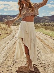 Milan Kiss Spódnica w kolorze kremowym rozmiar: M. Brązowe spódnice damskie Milan Kiss, na imprezę, m, bez wzorów, z bawełny, maxi. Za 135.81 zł.