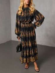 Milan Kiss Sukienka w kolorze czarno-jasnobrązowym ze wzorem rozmiar: L. Brązowe sukienki damskie Milan Kiss, bez wzorów, bez ramiączek. Za 173.99 zł.