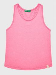 United Colors Of Benetton Top 37YKGH00F Różowy Regular Fit. Czerwone koszulki i t-shirty dziewczęce United Colors Of Benetton, bez wzorów, z bawełny, bez kołnierzyka, bez ramiączek. Za 49.99 zł.