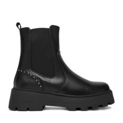 Botki DeeZee. Czarne botki damskie DeeZee, bez obcasa, na płaskiej podeszwie, bez zapięcia. Za 199.99 zł.