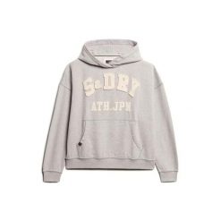 Bluza damska z kapturem Superdry Athletic Essentials. Szare bluzy damskie Superdry, l, bez wzorów, prążkowane, z kapturem. Za 363.35 zł.