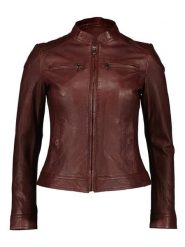7eleven Skórzana kurtka "Terra" w kolorze bordowym rozmiar: 44. Czerwone kurtki damskie 7eleven, bez wzorów, ze skóry, bez kaptura. Za 434.99 zł.